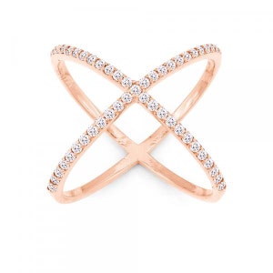 Criss cross ring, rose gold plated criss cross ring, rose gold plated silver criss cross ring, x cross ring, crisscross ring, silver rings
