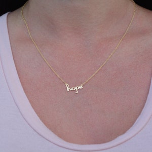 Hope necklace. Sterling silver hope necklace. Word hope necklace. Inspirational necklace. Rose gold hope necklace. Gold hope necklace.