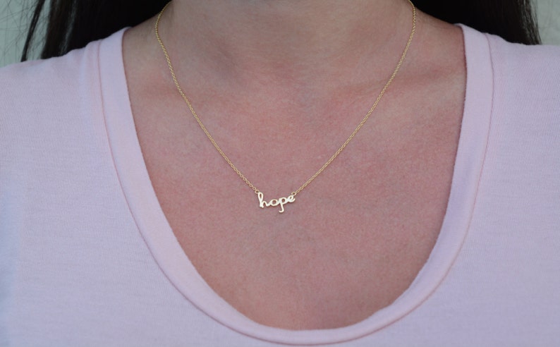 Hope Necklace. Sterling Silver Hope Necklace. Word Hope | Etsy