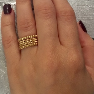 Gold stacking ring set. High quality silver ring set. Set of 5 bead stackable rings. Gold beaded ring set. Rose gold band ring set.