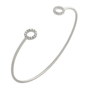Circle bangle. Eternity bangle. Cz eternity bracelet. Silver wire cz circle bangle. Disc bangle. Disc bracelet. Adjustable disc bangle.