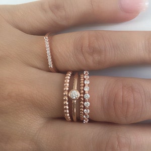 High quality sterling silver ring set. Silver ring set. Ring set. Eternity band ring. Knuckle ring, beaded ring, solitaire ring. image 2