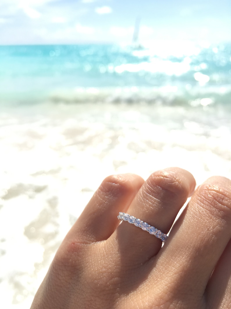 Round Cz Eternity Ring. High Quality Sterling Silver Rhodium Etsy