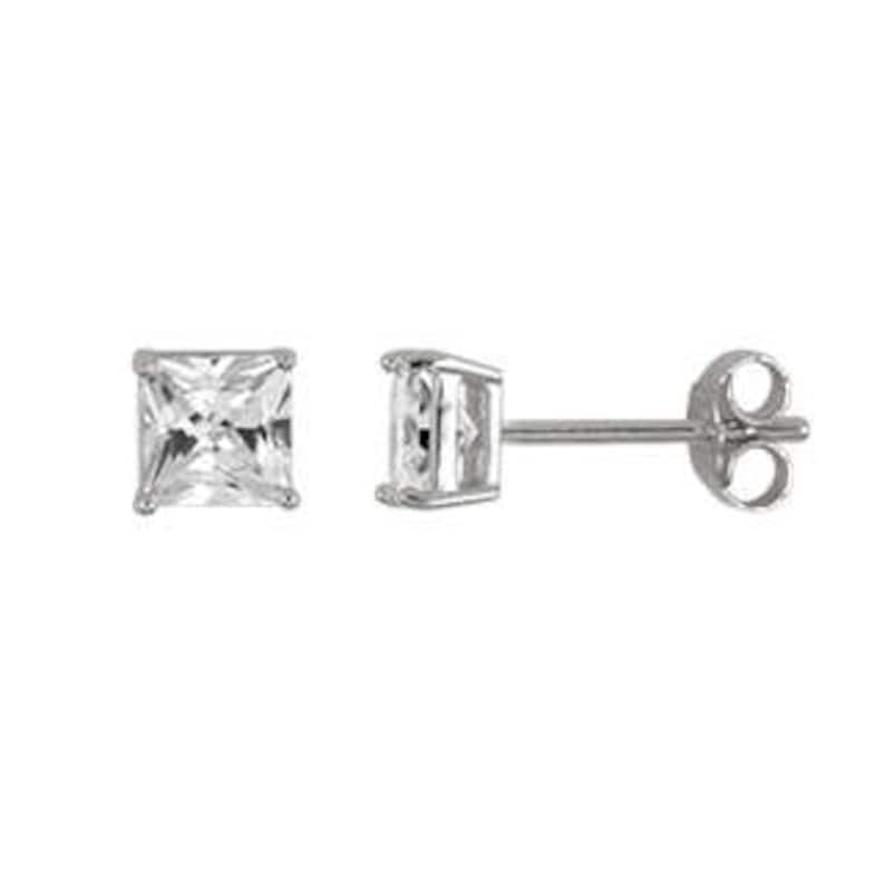 High Quality Cz Stud Earrings. Sterling Silver Square Basket Etsy