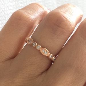Rose Gold Eternity Ring. Art Deco Ring. Fine Cz Vintage Ring. Eternity Band Ring. Rose Gold Art Deco Band. Wedding Band. Wedding Ring.