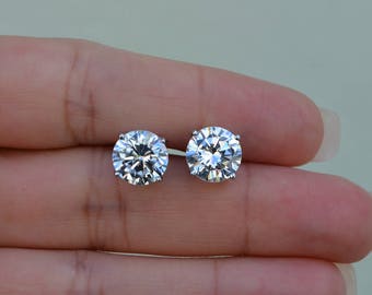 8mm High Quality Cz Stud Earrings. Post Earrings. Sterling Silver Nickel Free Stud Earrings. Round Cz Stud Earrings.