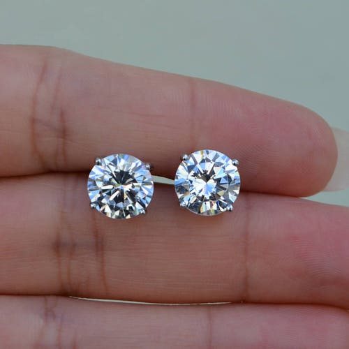 8mm High Quality Cz Stud Earrings. Post Earrings. Sterling Etsy