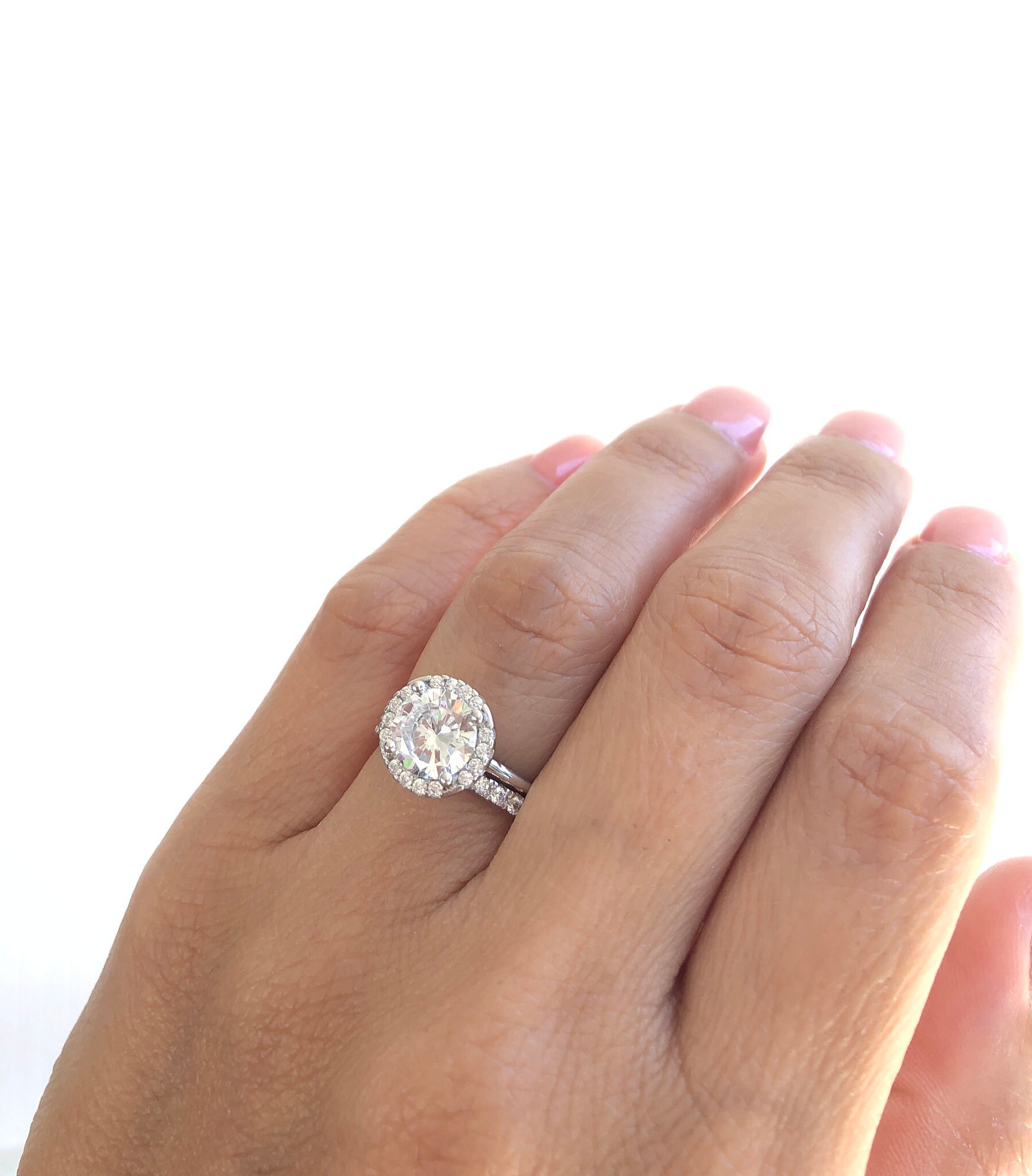 Wedding Ring Set. Sterling Silver Round Cut Ring. Bridal Ring Etsy