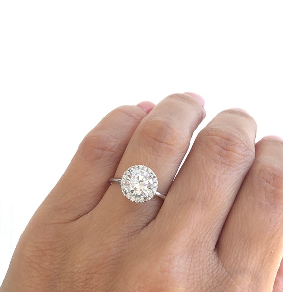 Double Halo Split Shank Round Cut Moissanite Engagement Ring - Yalish  Diamonds