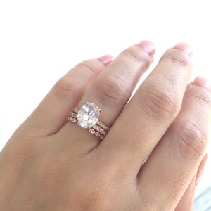 Wedding Ring Set. Wedding Rings. Oval Engagement Ring. Rose Gold Art Deco Band. Eternity Ring. Promise Ring. Anniversary Rings. Wedding Ring