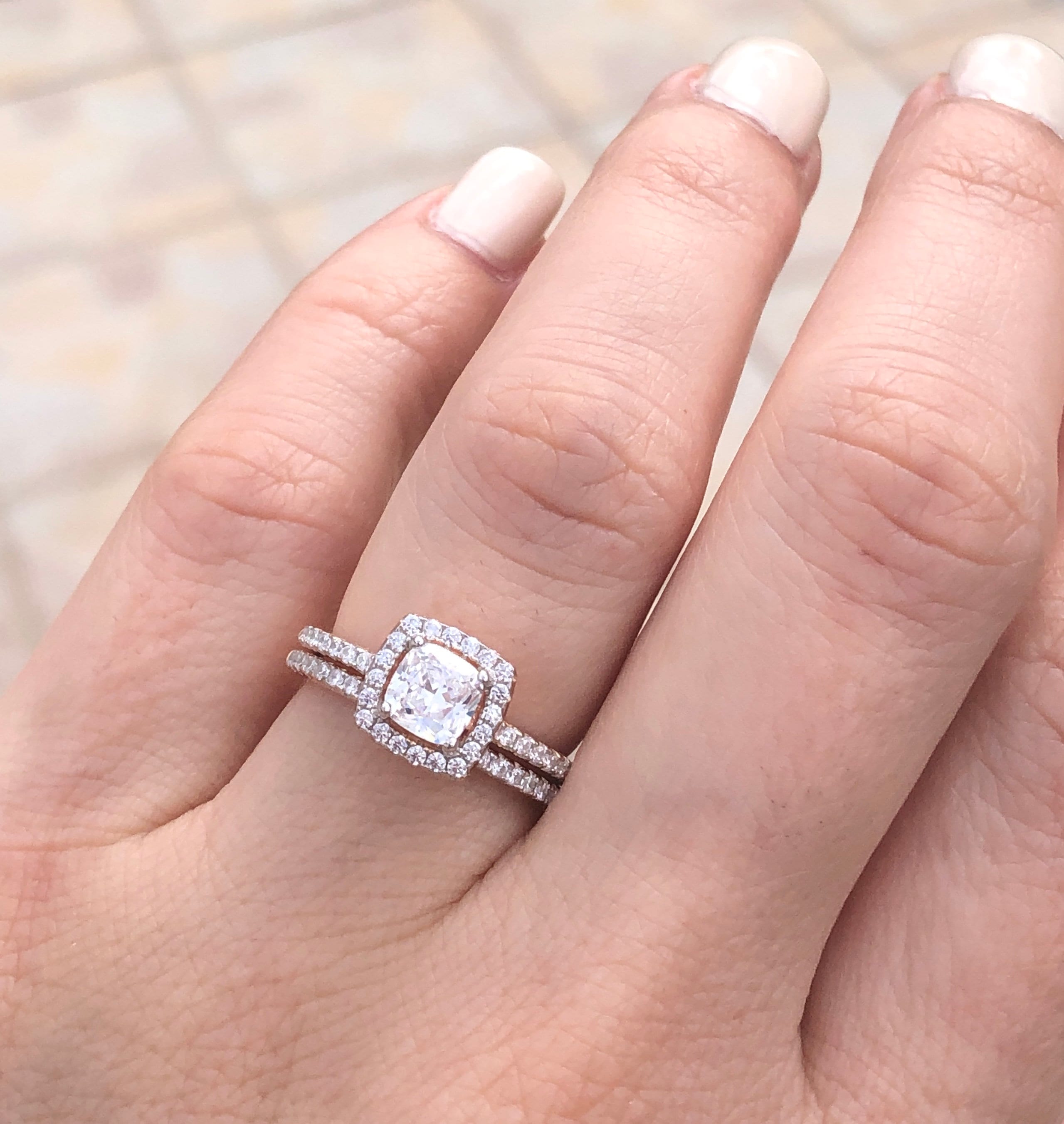 Rose gold engagement 2024 rings square cut