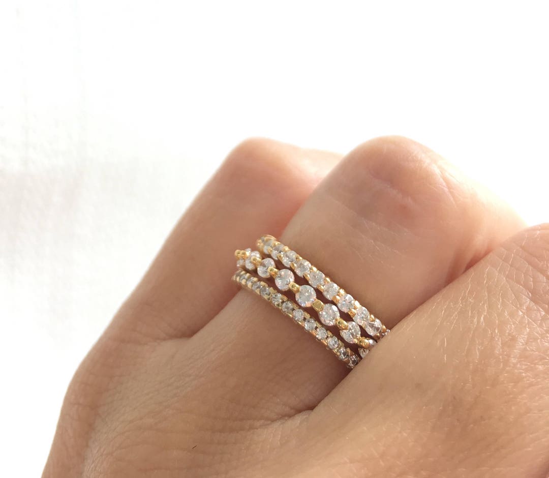 Sterling Silver Stacking Ring Set. Eternity Ring Set. Sterling Silver