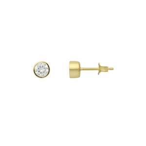 Sterling silver 14k gold plated 4mm round cz stud earrings. Small cz gold stud earrings.