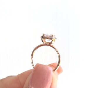 Rose Gold Wedding Ring Set. Round Cut Engagement Ring With 2mm Art Deco Band And 2mm Full Eternity Band. Rose Gold Bridal Ring Set. image 5