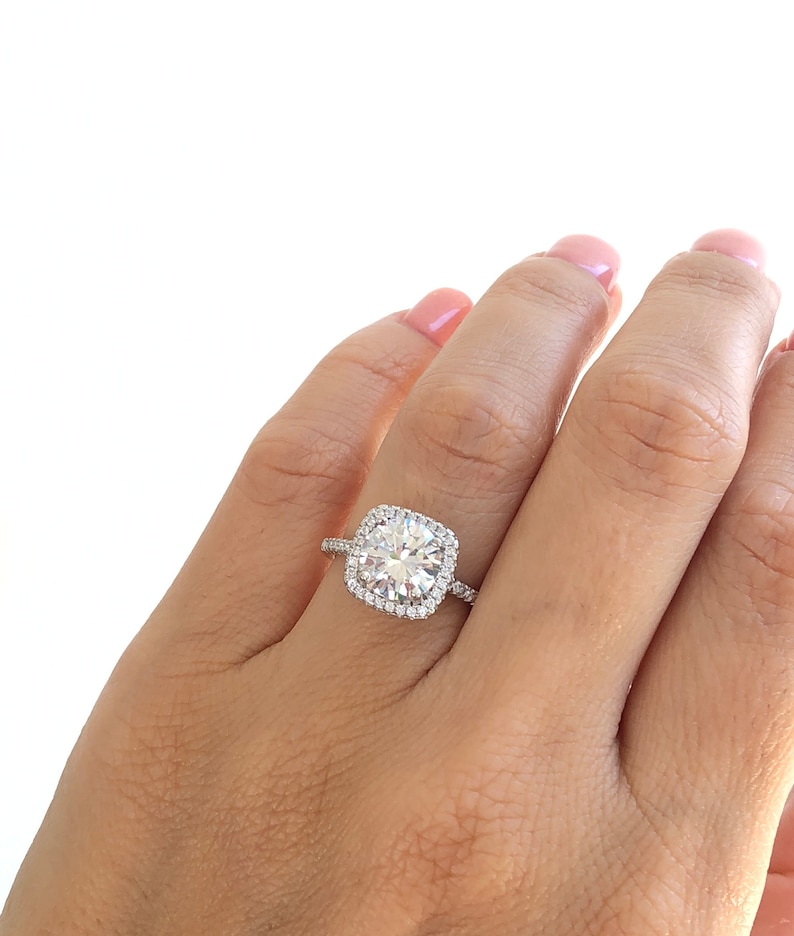 2 ct Round Cut Halo Engagement Ring. Sterling Silver High Etsy