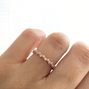 Rose Gold Wedding Band. 2MM Wedding Ring. Stacking Ring. Rose Gold Stackable Ring. Eternity Band Ring. Fine Quality Cz Stacking Ring.