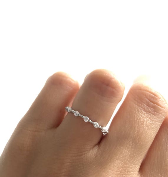 Stackable November Ring Rhodium on Sterling Silver Rope Band Stackable November Ring Rhodium on Sterling Silver Rope Band