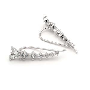 Sterling Silver Cz Butterfly Crawler Earrings. High Quality Cz Ear Climber. Silver Earrings.