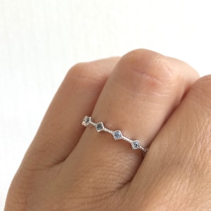 Aquamarine Ring. Aquamarine Eternity Band. Eternity Ring. Sterling Silver Aquamarine Stackable Ring. Aquamarine Simulant Ring.