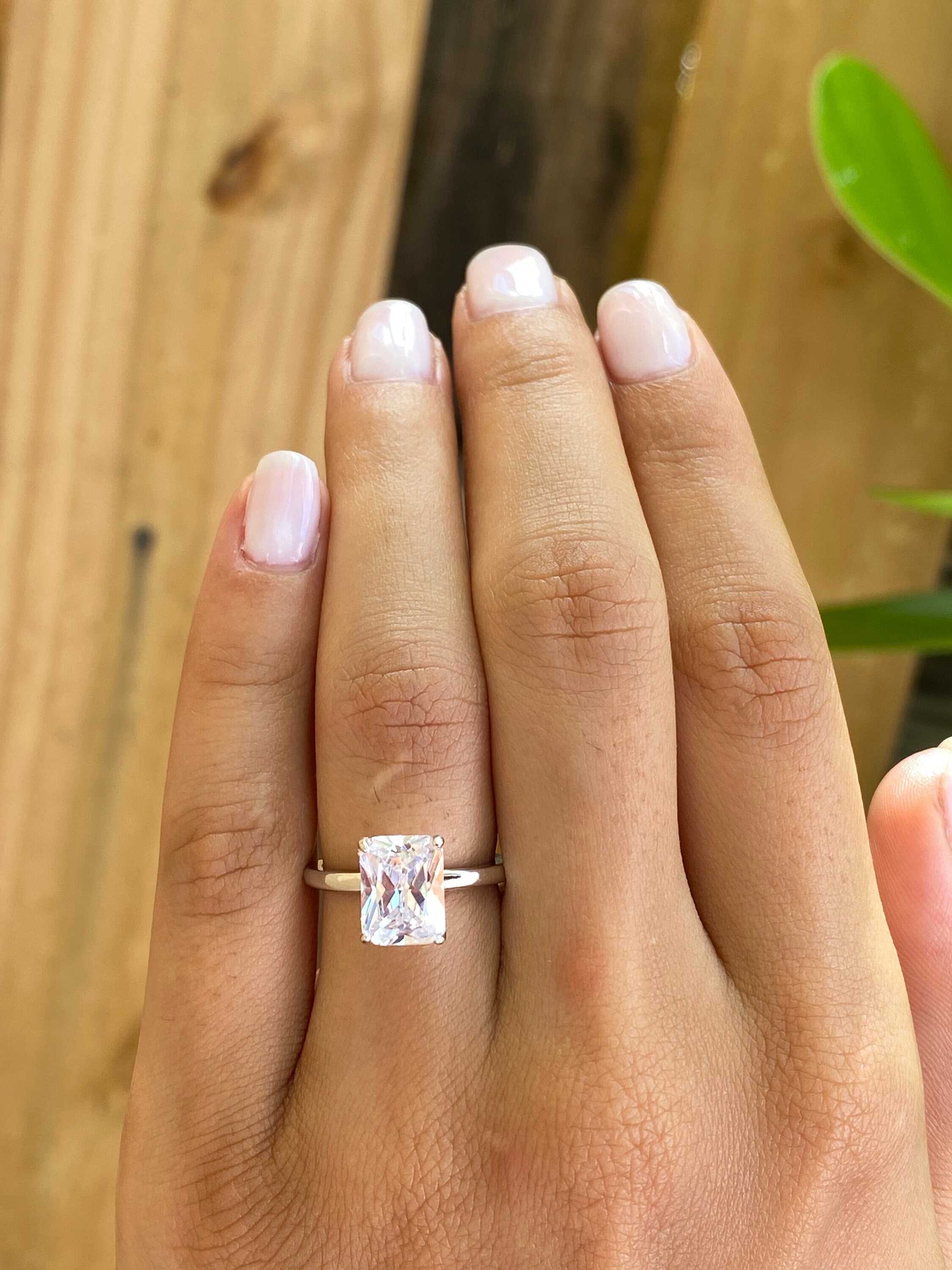 トップス RADIANT original item Ring 2 waytee 2 Ct Sterling Silver Radiant Cut Engagement Ring. Diamond Simulant