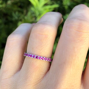 Ruby Ring. Ruby Eternity Band. Sterling Silver Ruby Ring. 2mm Eternity Ring. Stackable Ring. July Birthstone Ring. Stacking Ring. Sizes 2-12
