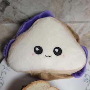 Kawaii PB&J Sandwich Plush, Cute Food Pillow, Play Food Toy, Handmade