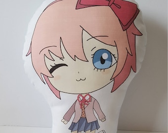 Doki Doki Literature Club Sayori pillow,  Anime Girl Plush, Indie Video Game, Handmade