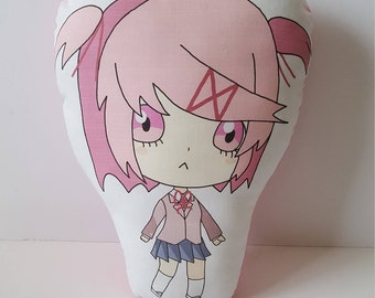Doki Doki Literature Club Natsuki Pillow, Anime Girl Plush, Indie Video Game, Handmade