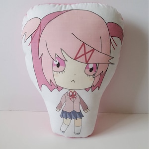 Doki Doki Literature Club Natsuki Pillow, Anime Girl Plush, Indie Video Game, Handmade