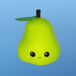 Kawaii Pear Plush, Cute Fruit Food Pillow, Play Food Toy, Handmade