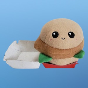 Kawaii Chicken Sandwich Plush, Cute Food Pillow, Play Food Toy, Handmade