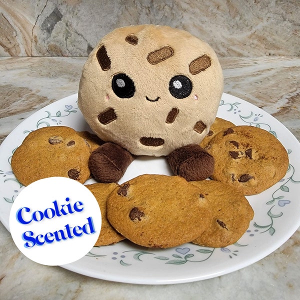 Kawaii Little Chocolate Chip Cookie Plush, Cute Food Plush, Play Food,   Scented, Sensory Toy