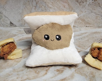 Kawaii Little Chicken Biscuit Mini Plush, Cute Breakfast Food Pillow, Play Food Toy, Handmade