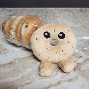 Kawaii Little Bagel Plush, Cute Food Pillow, Play Food, Sensory Toy, Handmade