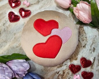Kawaii San Valentín Galleta de Azúcar Felpa, 7 pulgadas, Linda Almohada de Comida, Rosa, Corazones Rojos, Jugar Juguete de Comida, Romper y Hornear Galletas, Hecho a mano