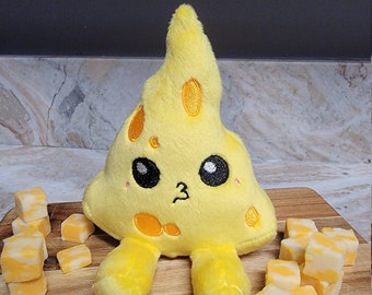 Kawaii Little Cheese Slice Plush, Cute Dairy Food Pillow, Play Food Sensory Toy, Handmade