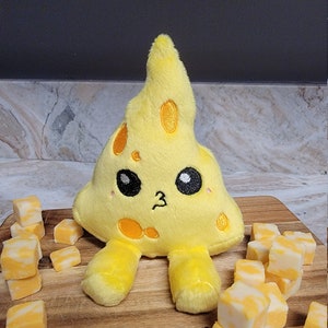 Kawaii Little Cheese Slice Plush, Cute Dairy Food Pillow, Play Food Sensory Toy, Handmade