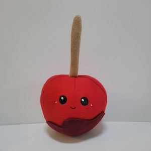 Kawaii Candy Apple Plush, Cute Carnival Food Pillow, Play Food Toy, Handmade, Sticky Apple