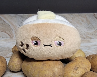 Kawaii Little Baked Potato Plush, Cute Food Pillow, Play Food Toy, High, Weed, Handmade, Play on Words