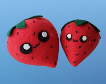 Kawaii Little Strawberry Plush, Cute Fruit Food Pillow, Play Food Toy, Handmade
