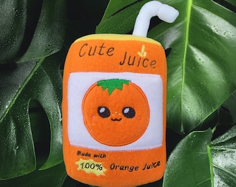 Kawaii Cute Orange Juicebox Plush, Food Pillow, Play Food Toy, fursuit accessory, Handmade