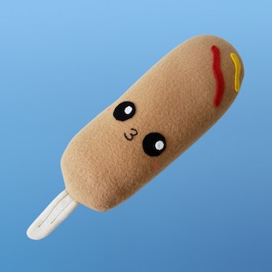 Kawaii Corn Dog Plüsch, süßes Essen Kissen, groß 16 &quot;× 6&quot;, spielen Essen Spielzeug, handgemacht