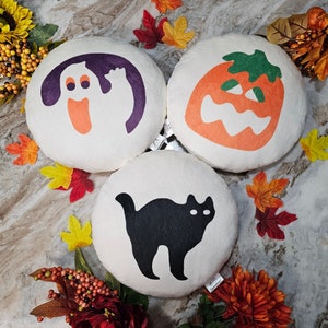 Peluche biscuit au sucre d'Halloween kawaii, 25 cm (25,4 cm), oreiller de nourriture mignon, fantôme, chat, citrouille, jouet alimentaire, casser et cuire des biscuits, fait main