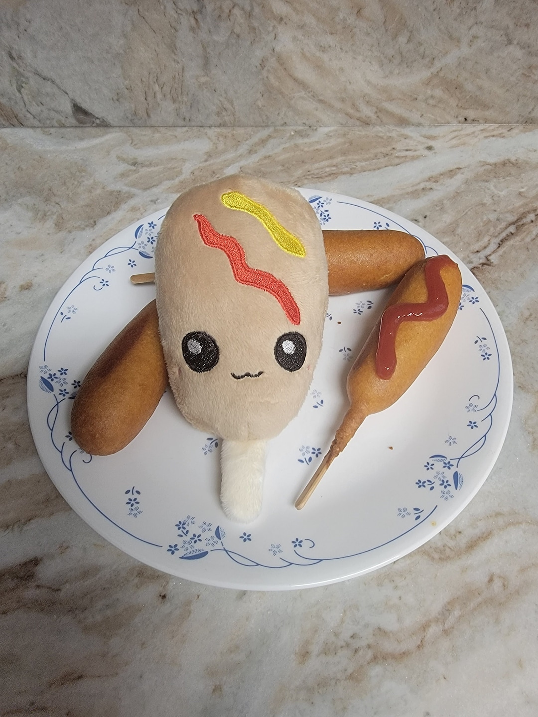 Kawaii Little Corn Dog Plush, Cute Food Pillow, Play Food Toy, Handmade