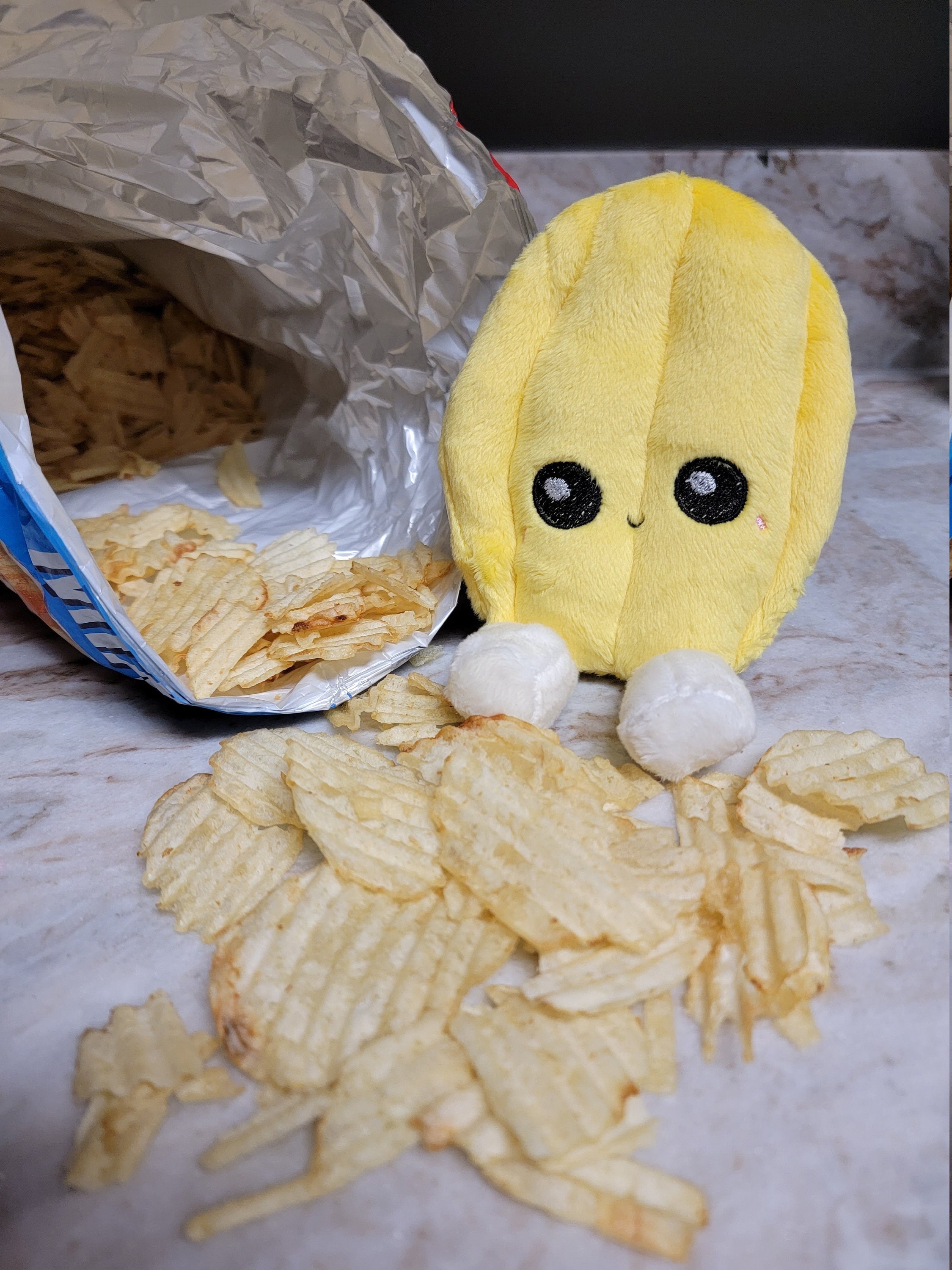 Chip Potato Stuffed Animal, Potato Chips Plush Toy, Chip Potato Pug