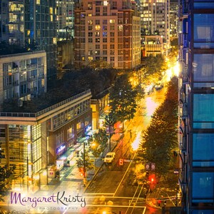 City Photography Late City Night - Vancouver Canada street lights photography