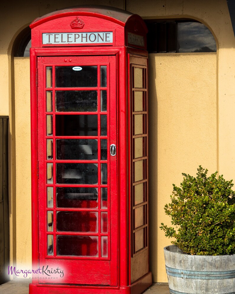Bright Red Telephone Booth antique phone London old Etsy