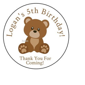 teddy bear birthday party stickers personalized teddy bear etsy