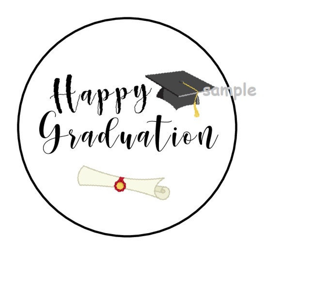 30 Printed and Mailed Happy Graduation Stickers Envelope Etsy