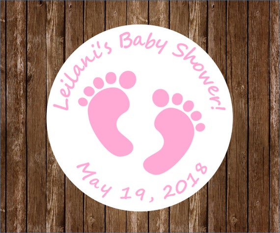30 Girl Baby Shower Return Address Labels Pink Stork Feet
